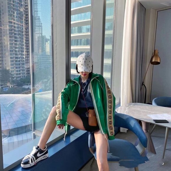 NWT Gucci Gg-jacquard Side-stripe Technical Track Jacket In Green Size XS - Picture 5 of 16